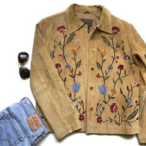 Brandon Thomas Leather Floral Jacket